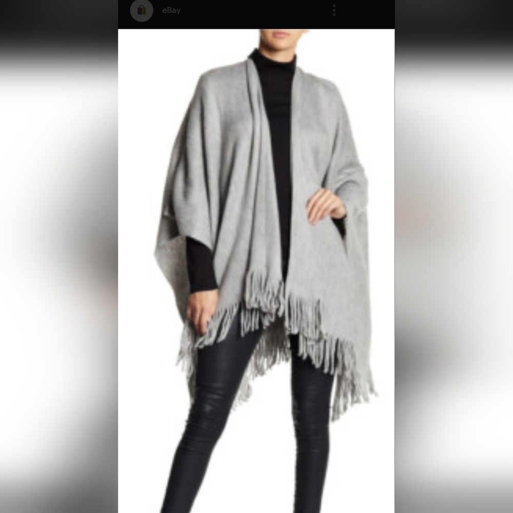 Vince Camuto Heather Gray Knit Poncho